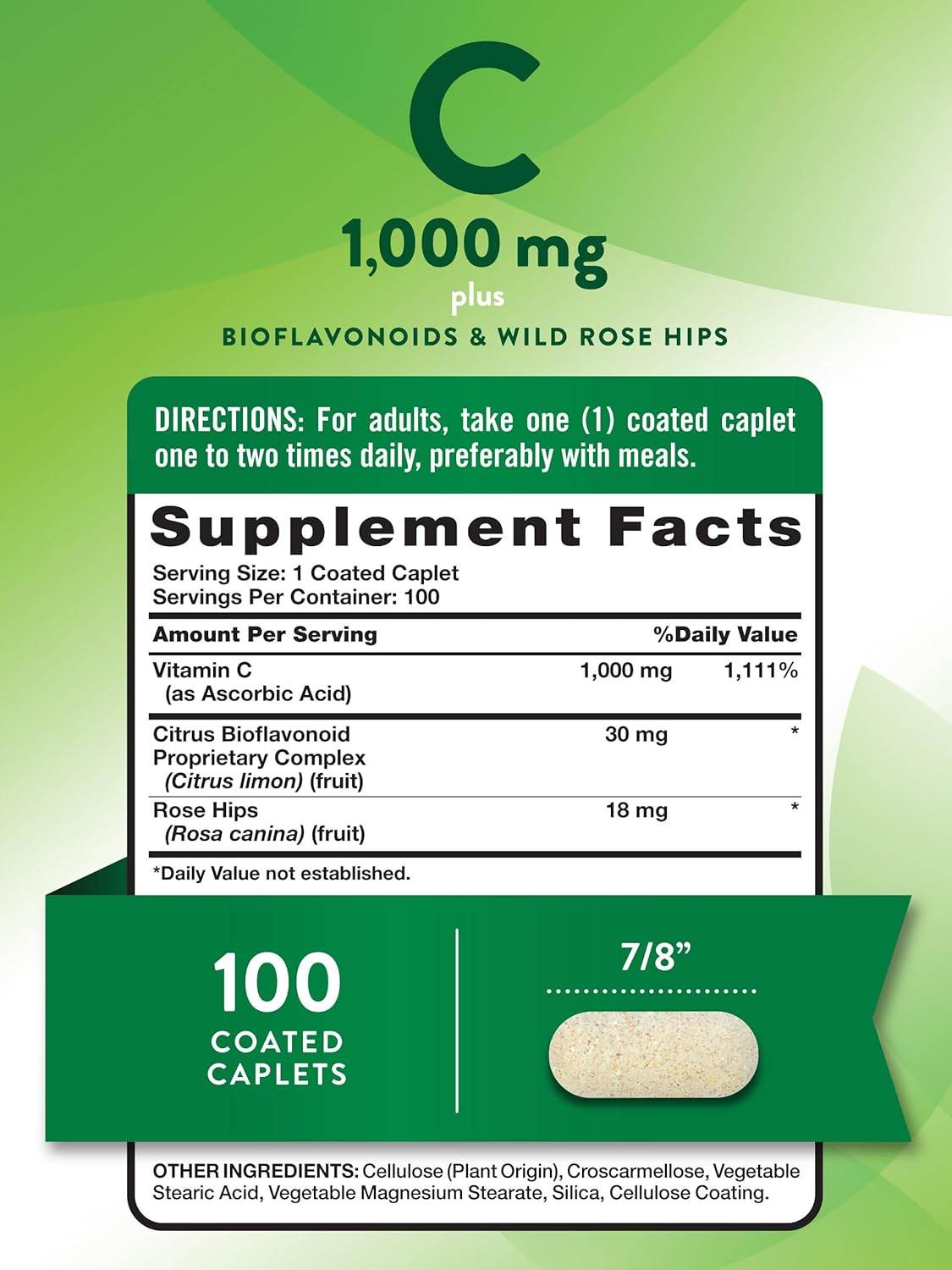 Nature's Truth Vitamin C, 1000 mg, Coated Caplets, 100 ea - OTC Shoppe Express