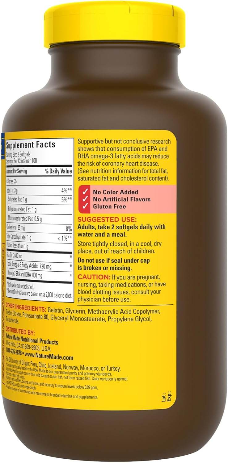 Nature Made Fish Oil Burp-less, 1200 mg, Liquid Softgels, 200 ea - OTC Shoppe Express