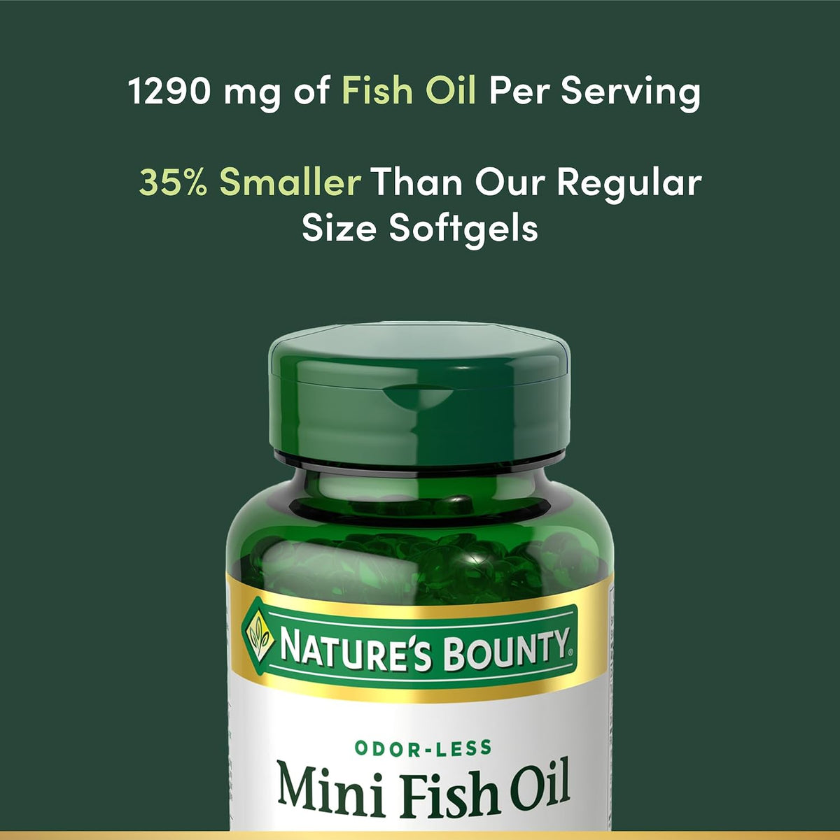 Nature's Bounty Mini Fish Oil Softgels, Burpless Omega 3 Supplements