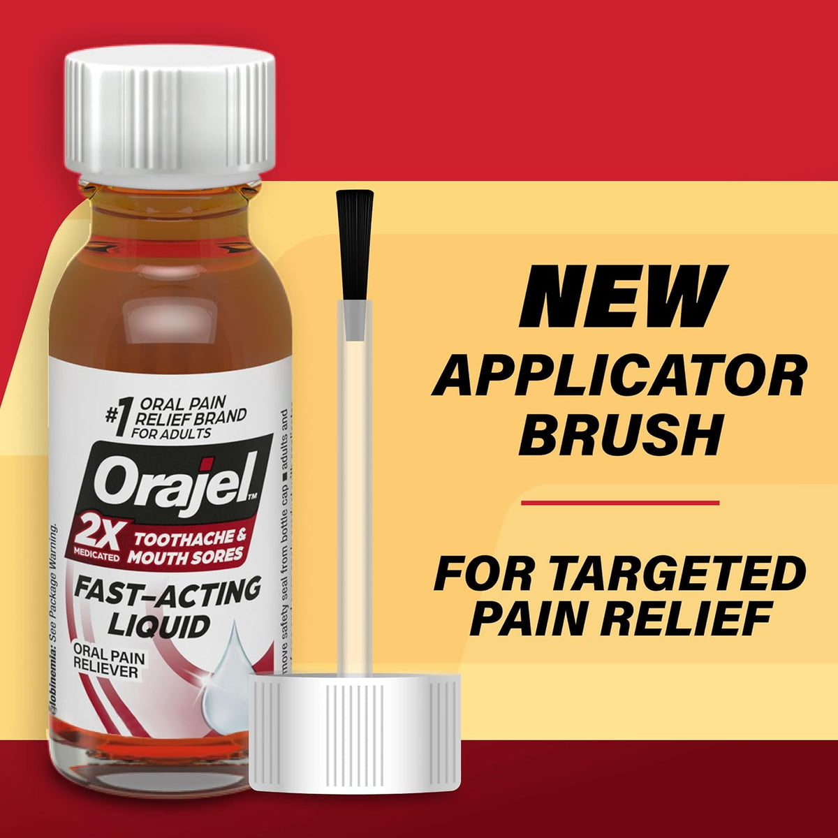 Orajel 2X Medicated Toothache & Mouth Sores Liquid, 0.45 Fl Oz