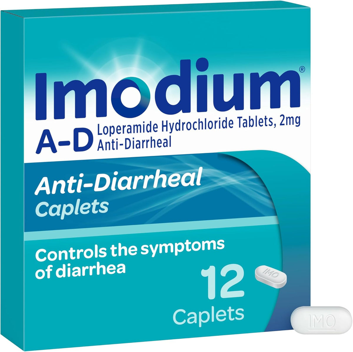 Imodium A-D Diarrhea Relief Caplets, 2 mg Loperamide HCl, 12 ct