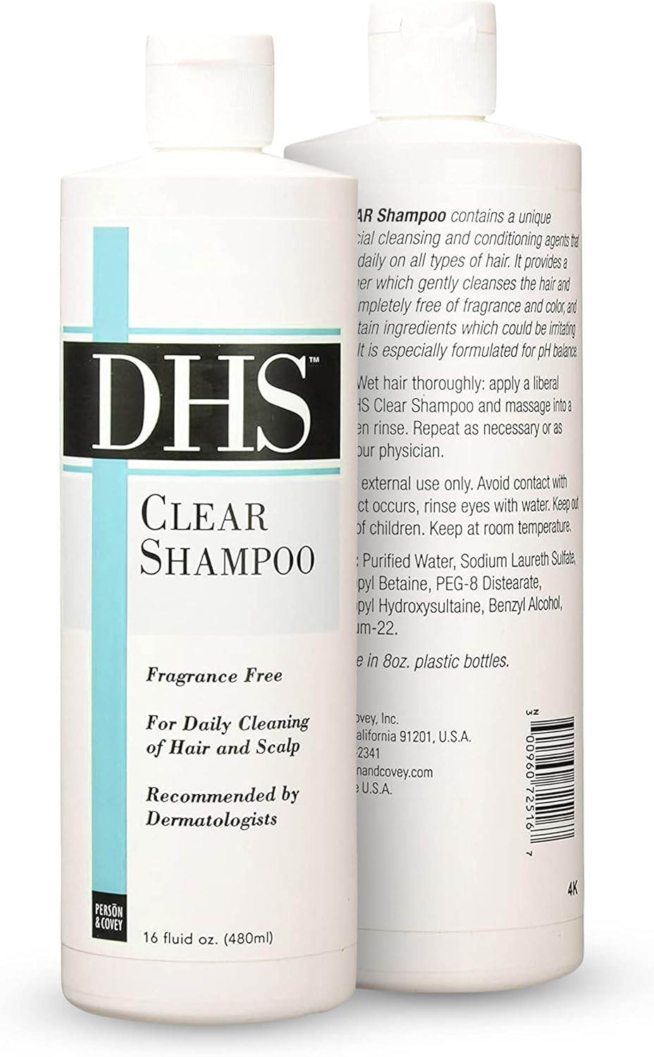 DHS Clear Shampoo for Daily Cleaning of Hair & Scalp, 16 oz - OTC Shoppe Express