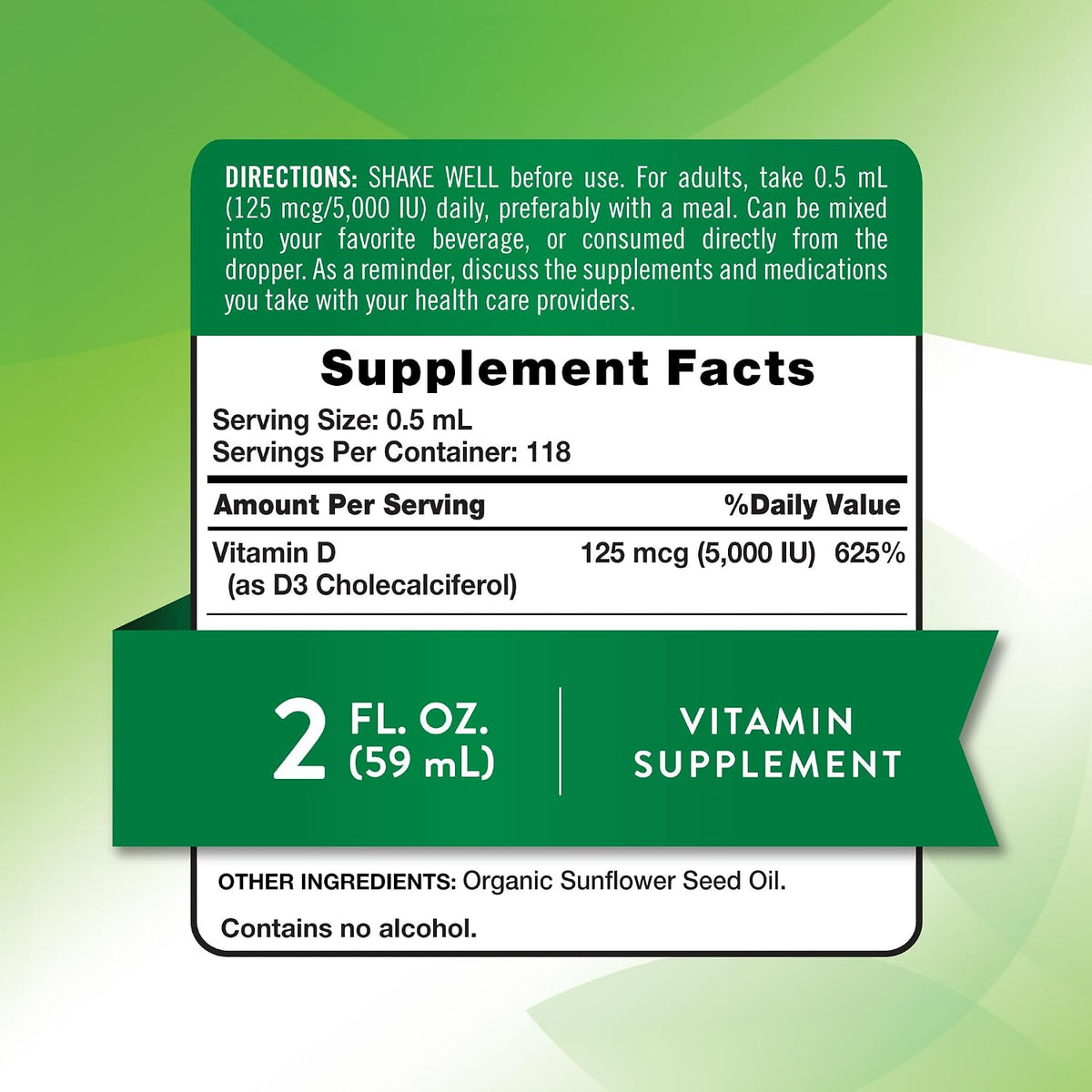 Nature's Truth Vitamin D3 Liquid | 5000 IU | 2 fl oz