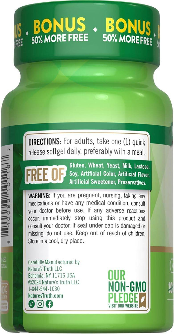 Nature's Truth High Potency Vitamin D3, 2000 IU, Quick Release Softgels, 150 ea - OTC Shoppe Express