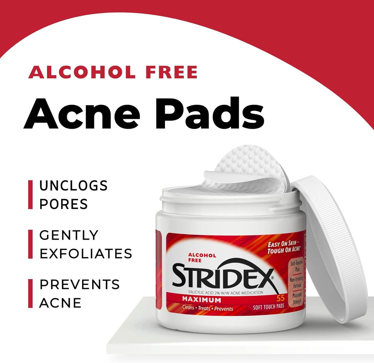 Stridex Daily Care Acne Pads with Salicylic Acid, Max Strength, 55 ea - OTC Shoppe Express
