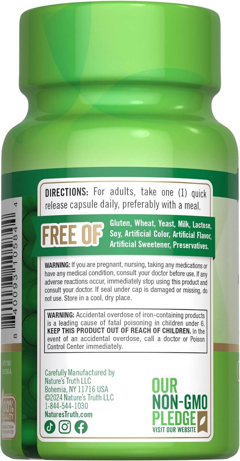 Nature's Truth Easy Iron, 28 mg, Quick Release Capsules, 90 ea - OTC Shoppe Express