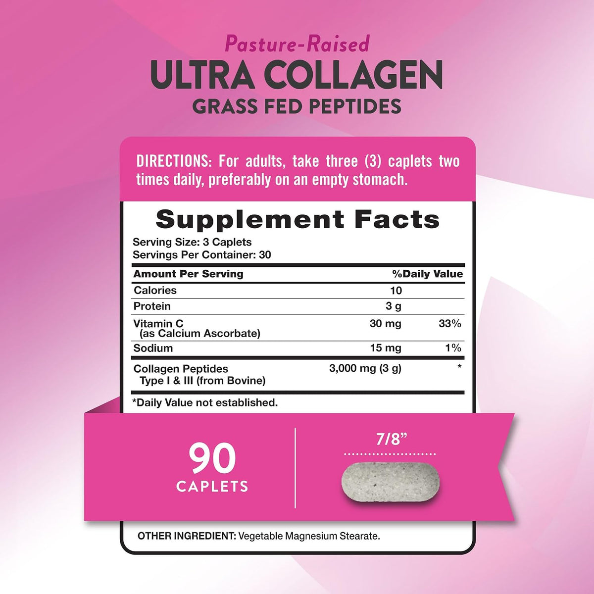 Nature's Truth Collagen Peptides | 90 Caplets | Type 1 and 3 with Vitamin C