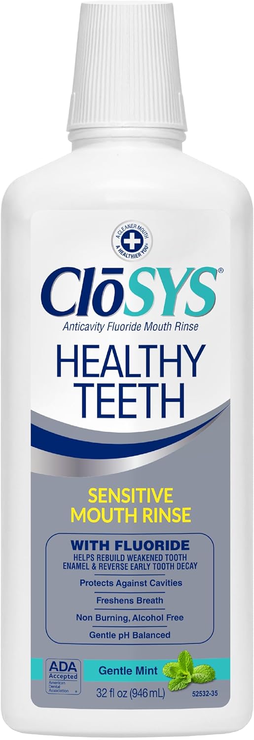 CloSYS Silver Fluoride Mouthwash, Adults 55+, Gentle Mint, 32 oz