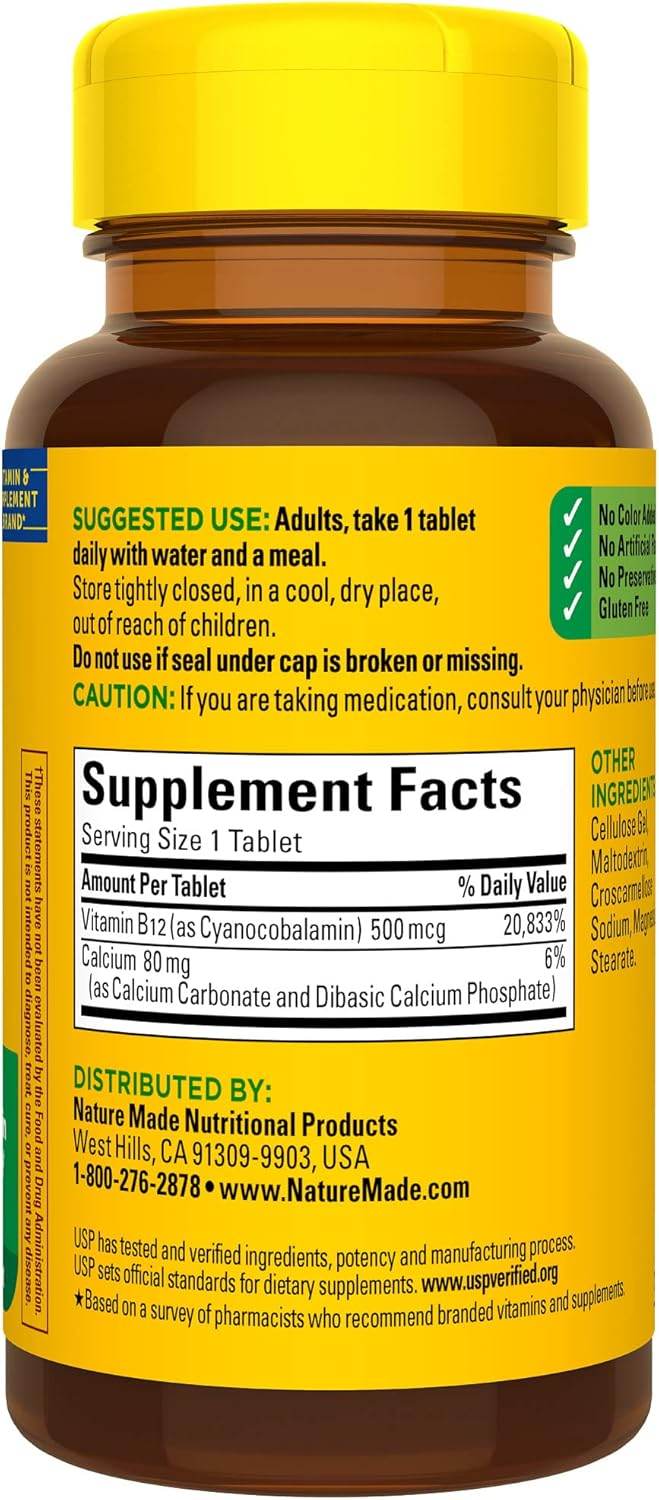 Nature Made Vitamin B12, 500 mcg, Tablets, 100 ea - OTC Shoppe Express