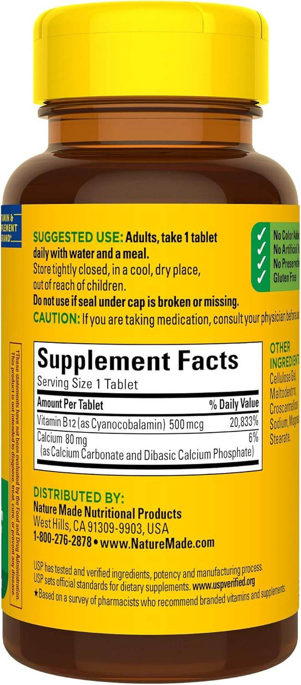 Nature Made Vitamin B12, 500 mcg, Tablets, 100 ea - OTC Shoppe Express