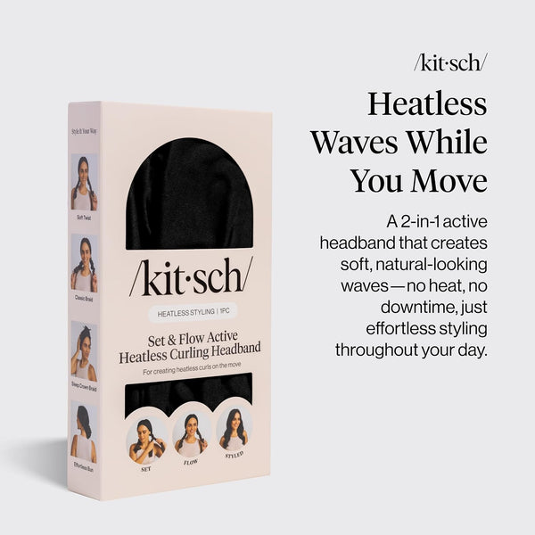 Kitsch Set & Flow Active Heatless Curling Headband Black 1 pc