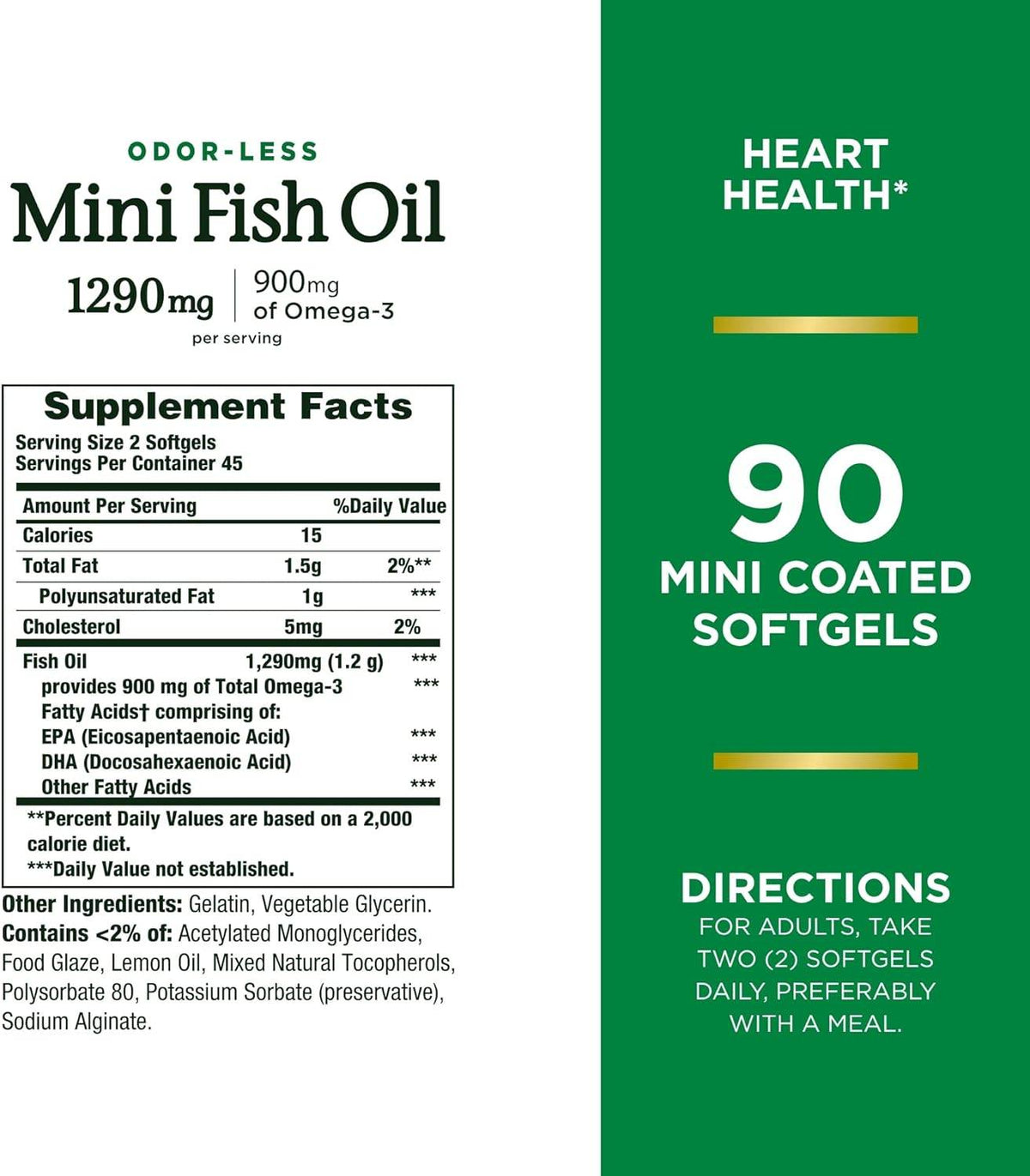 Nature's Bounty Mini Fish Oil, 1290 mg, Coated Softgels, 90 ea - OTC Shoppe Express
