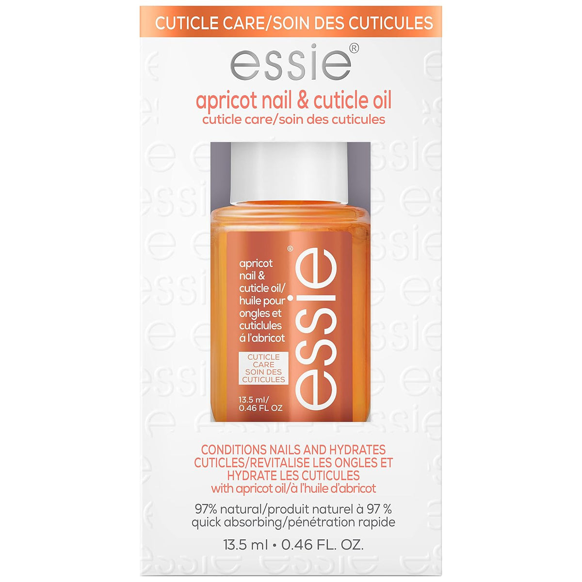 essie Nail Care, 8-Free Vegan, Apricot Nail and Cuticle Oil, softened and nourished cuticles, 0.46 fl oz