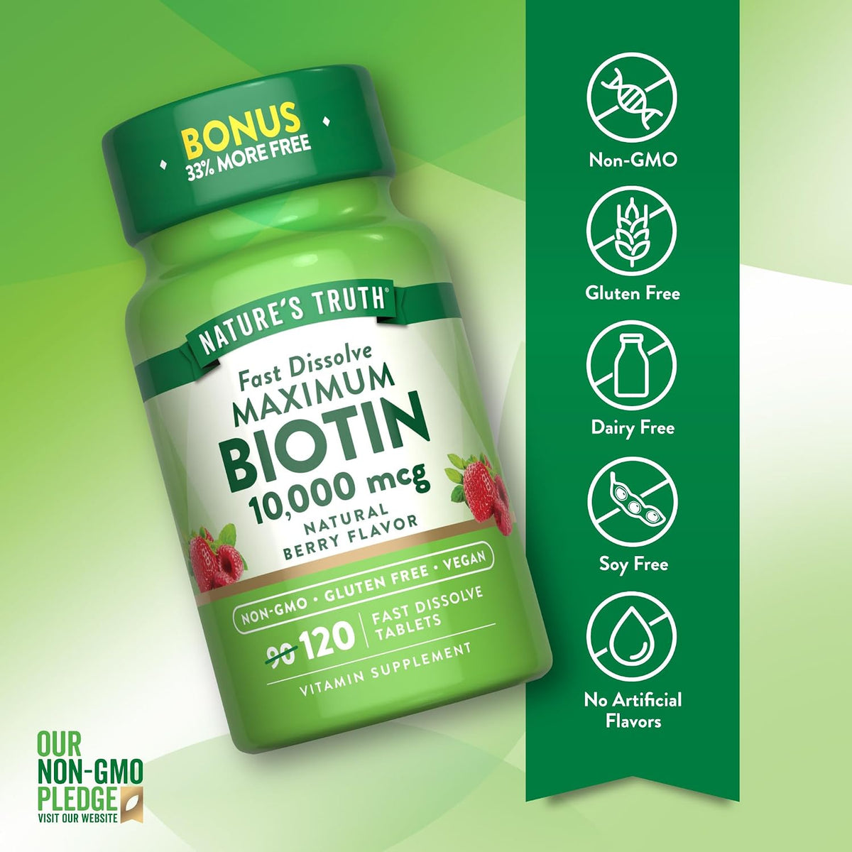 Nature's Truth Biotin 10000mcg | 120 Fast Dissolve Tablets