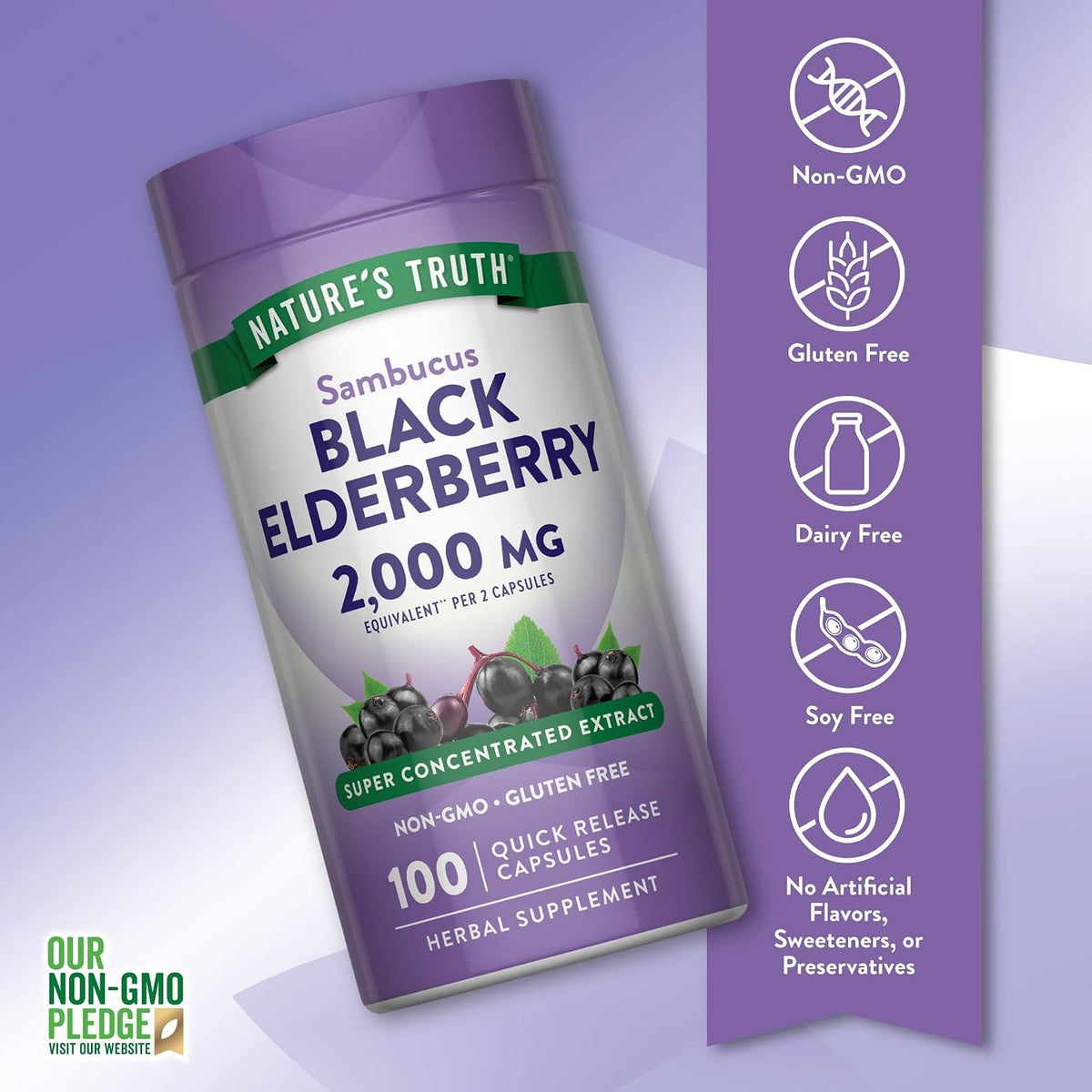 Nature's Truth Black Elderberry Capsules | 100 Count