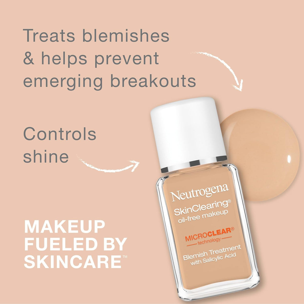 Neutrogena SkinClearing Liquid Foundation, 20 Natural Ivory, 1 fl oz