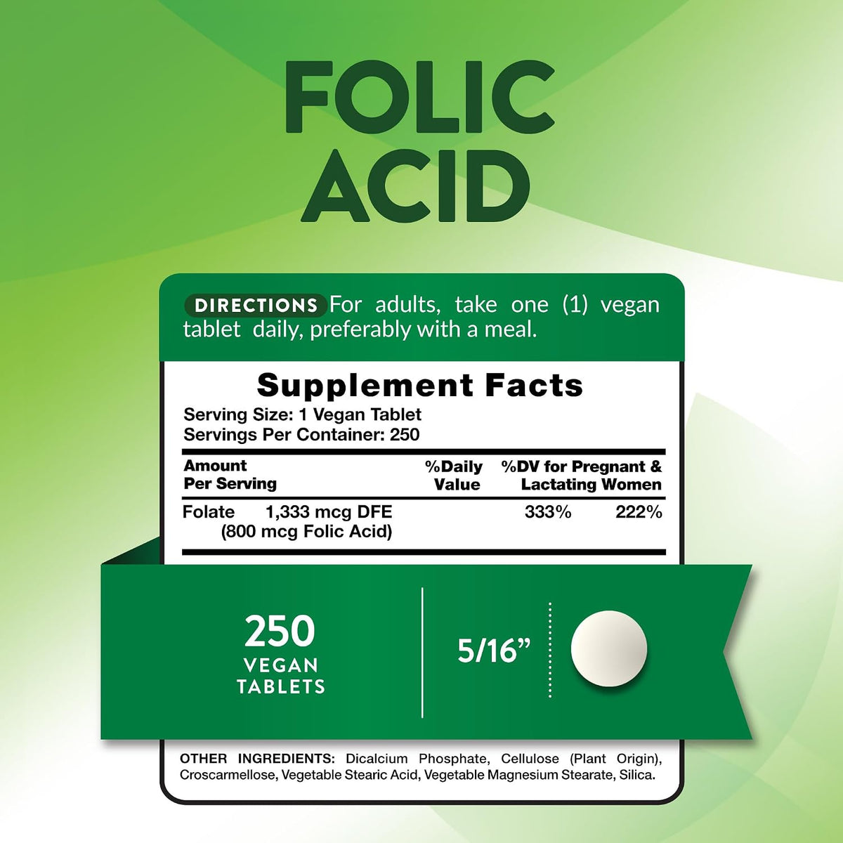 Nature's Truth Folic Acid | 800 mcg | 250 Tablets