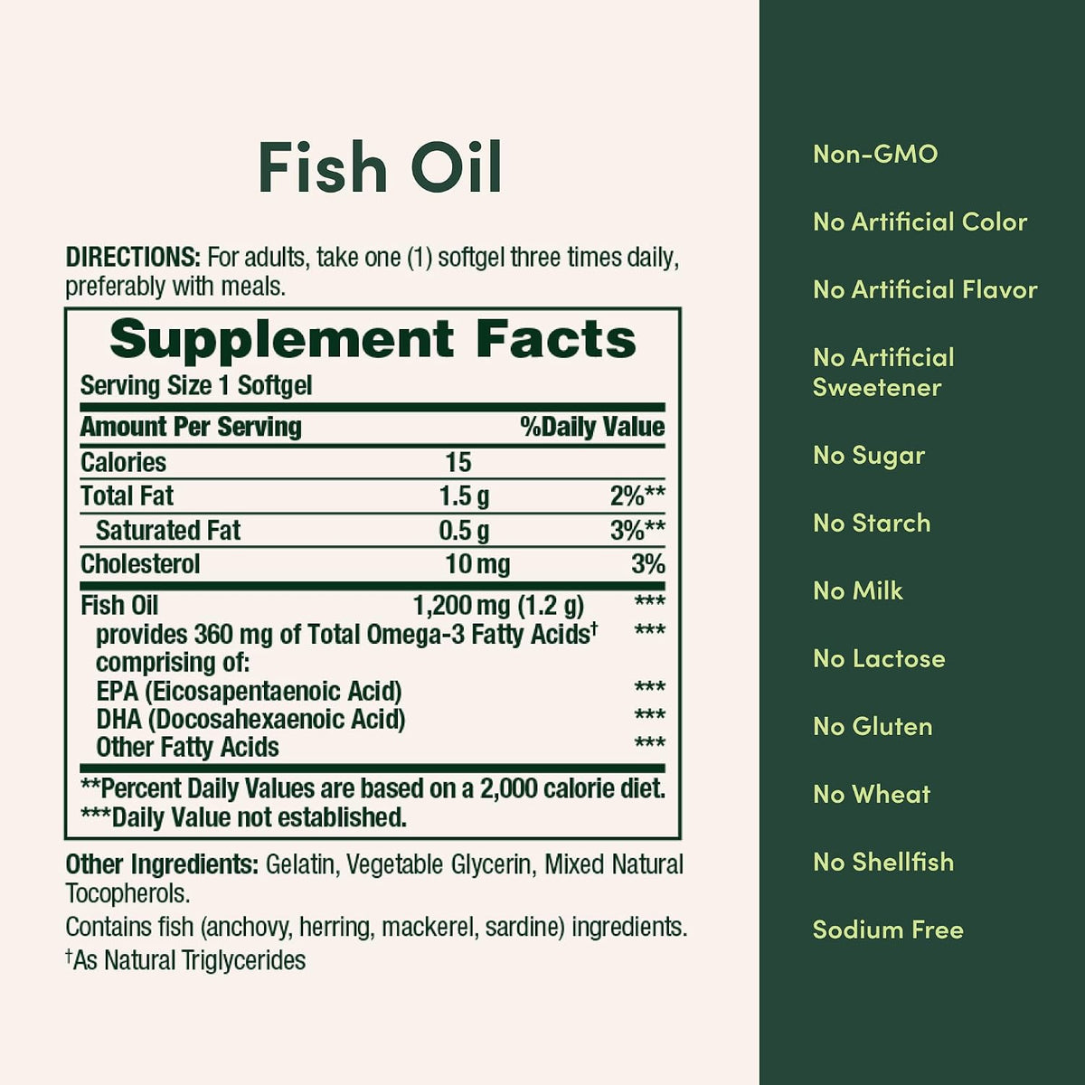 Nature's Bounty Fish Oil 1200 Mg, Omega-3, 200 Softgels (Pack of 1)