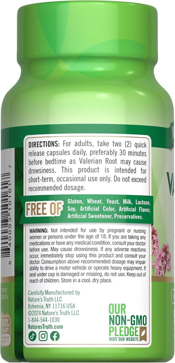 Nature's Truth Valerian Root, 1200 mg, Quick Release Capsules, 90 ea - OTC Shoppe Express