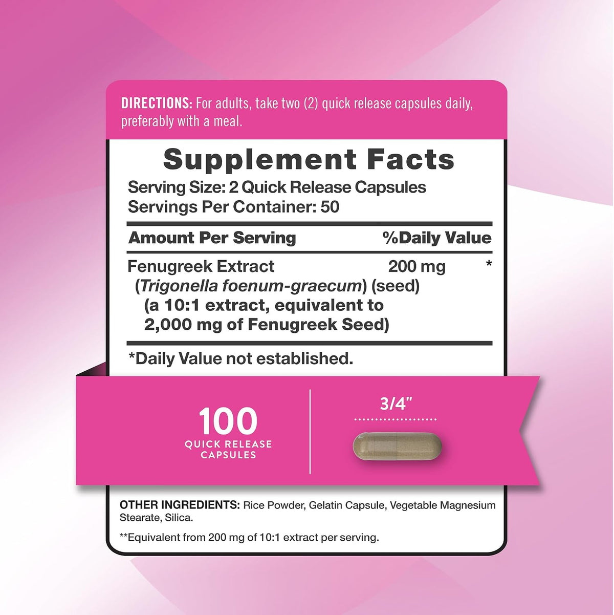 Nature's Truth Fenugreek Seed Capsules for Women | 100 Count
