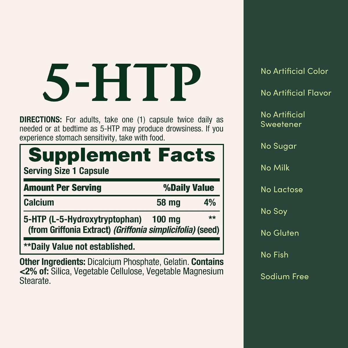 Nature's Bounty 5-HTP Pills and Dietary Supplement, 100mg, 60 Capsules