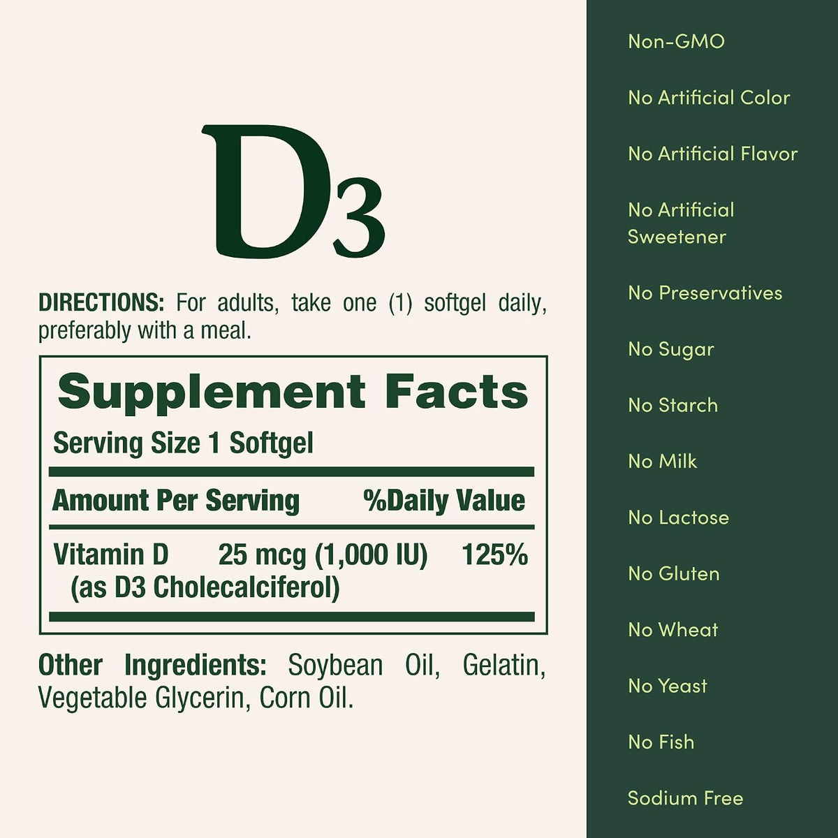 Nature's Bounty Vitamin D3 1000 IU, Immune Support, 250 Count