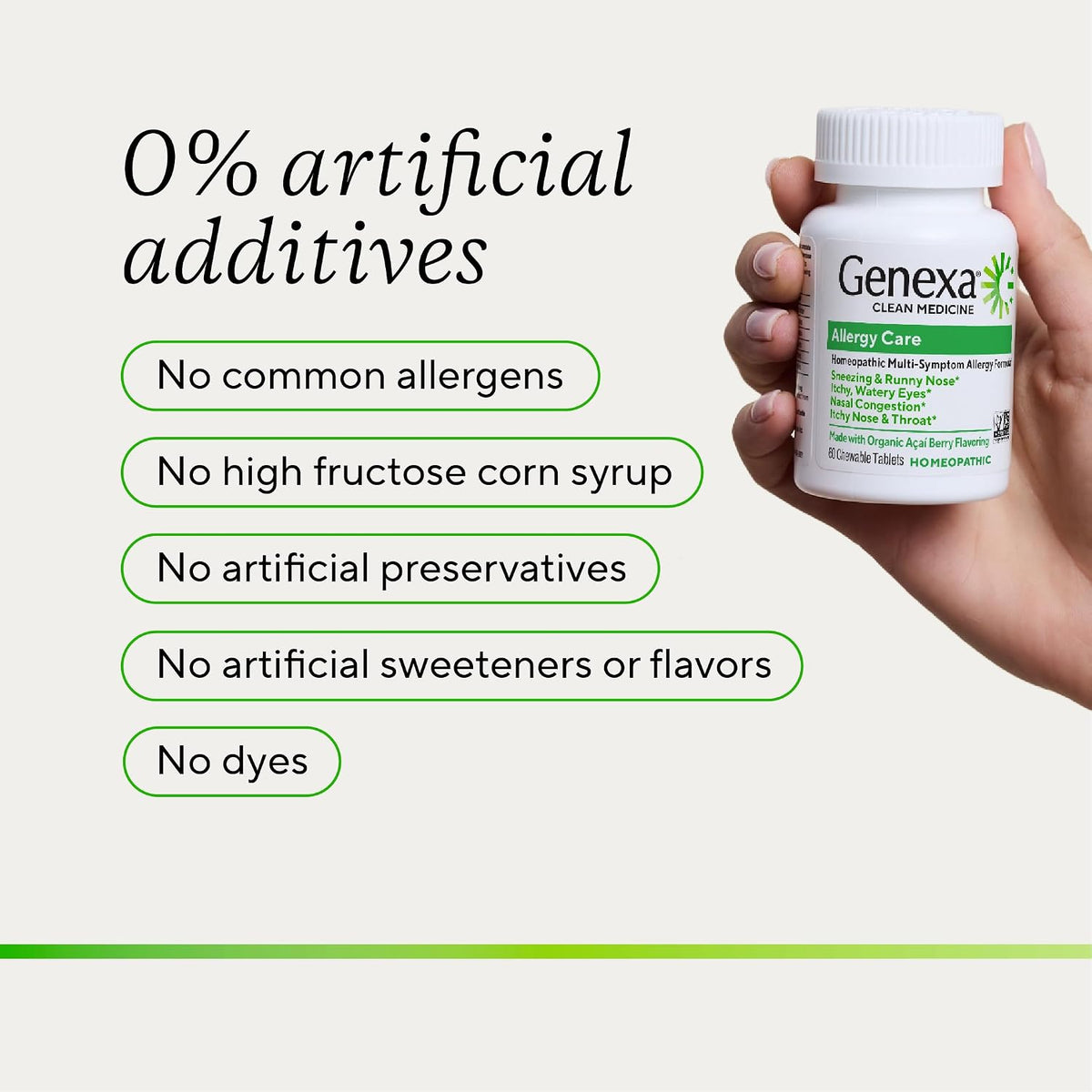 Genexa Allergy Relief, Drug Free & Made Clean, 60 Chewable Tablets