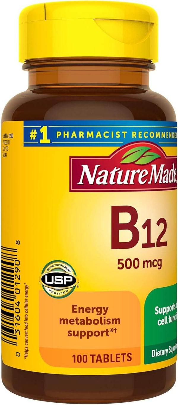 Nature Made Vitamin B12, 500 mcg, Tablets, 100 ea - OTC Shoppe Express