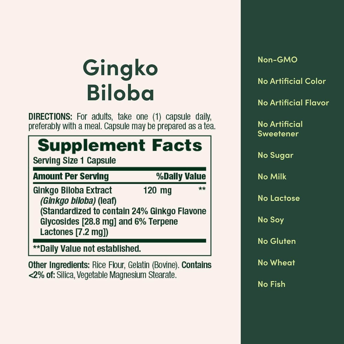 Nature's Bounty Ginkgo Biloba, 120 mg, Capsules, 100 ea - OTC Shoppe Express