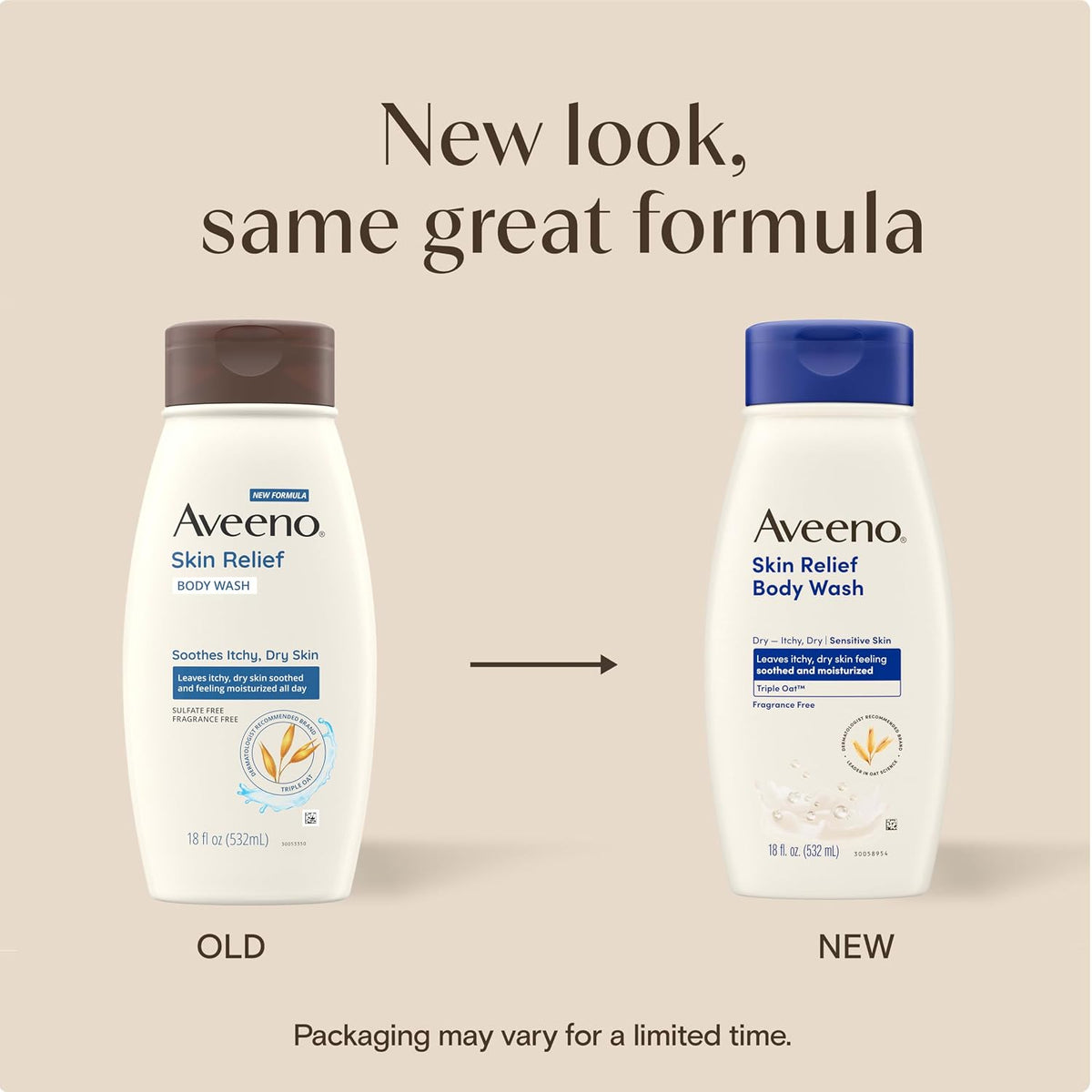 Aveeno Skin Relief Body Wash for Sensitive Skin, Fragrance-Free, 18 fl. oz
