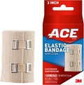 ACE 3 Inch Elastic Bandage with Clips, Beige, Great for Elbow, Ankle, Knee and More, Ideal for Sports, Comfortable design with soft feel, Wash