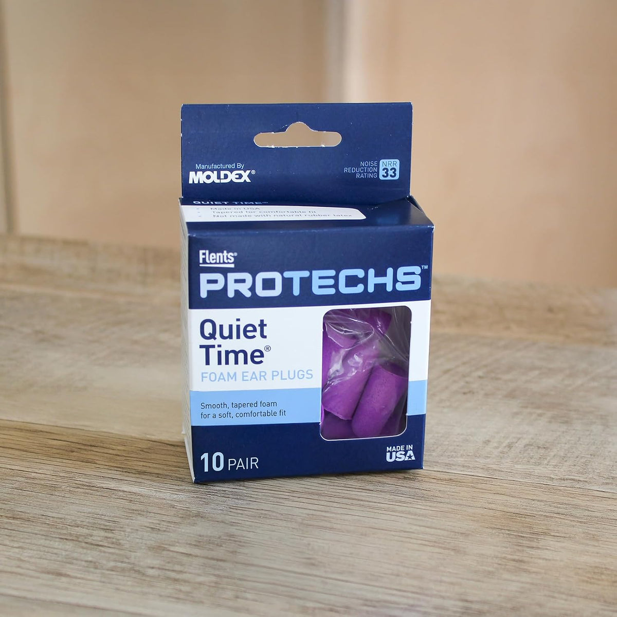 Flents Protechs Quiet Time Foam Ear Plugs, NRR 33, 10 Pair, Purple