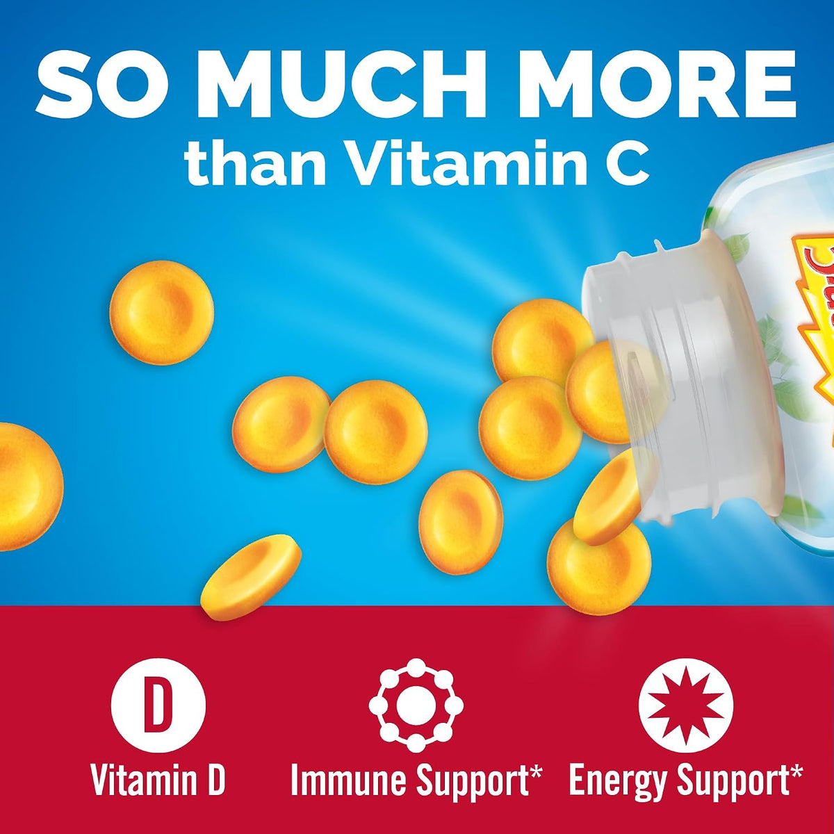 Emergen-C Vitamin C 1000mg Immune+ Chewables, Orange, 42 Tablets