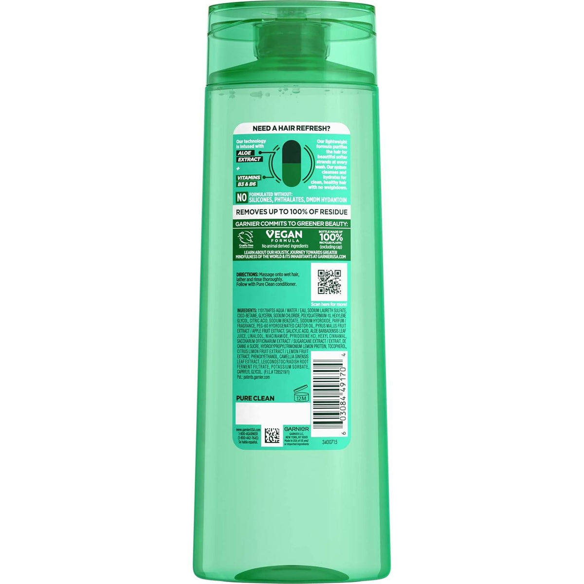 Garnier Fructis Pure Clean Shampoo, 12.5 oz - OTC Shoppe Express