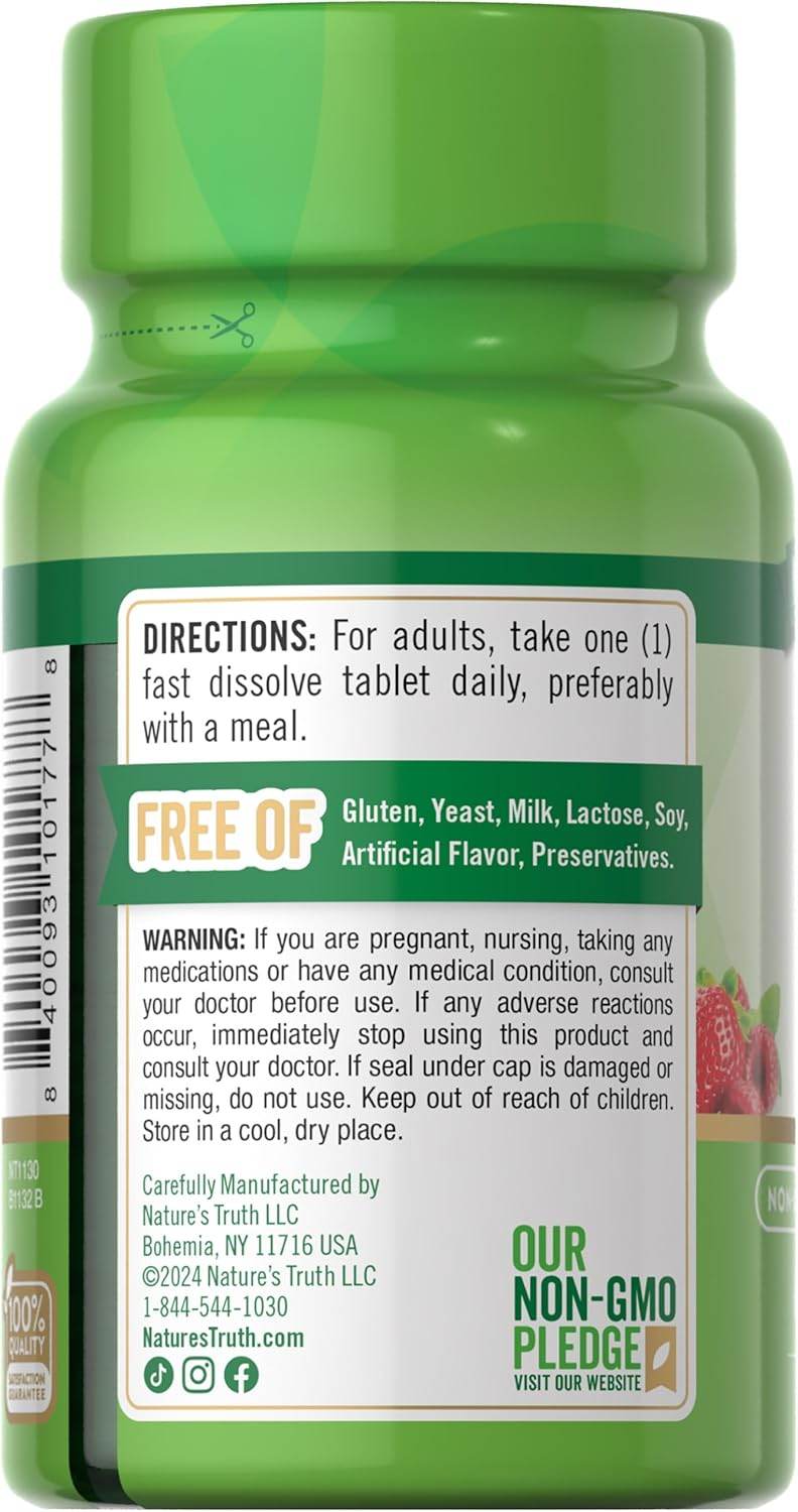 Nature's Truth Vitamin B-12, 2500 mcg, Folic Acid, Tablets, Natural Berry, 60 ea - OTC Shoppe Express