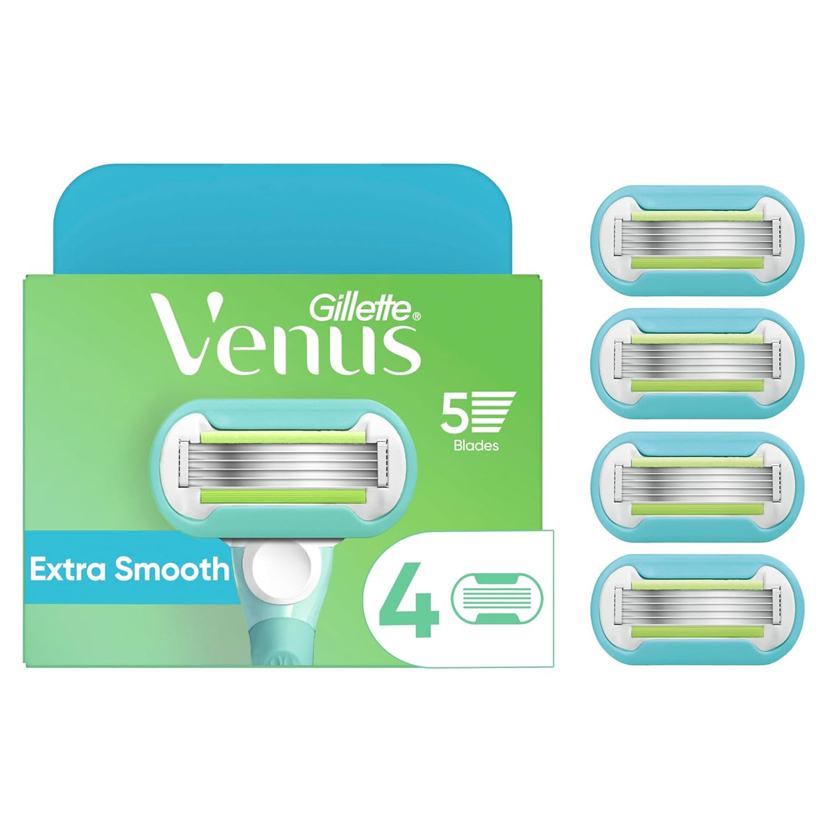 Gillette Venus Extra Smooth Womens Razor Blade Refills, 4 Count, Designed for a Close, Smooth Shave