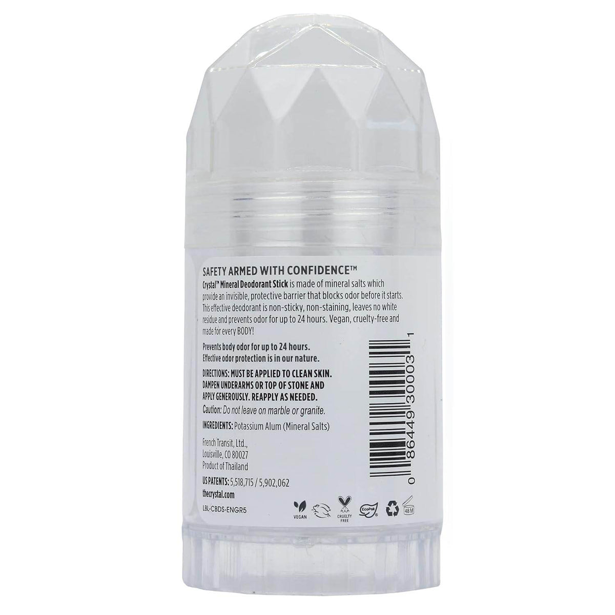 CRYSTAL Deodorant Stick, Unscented, 4.25 oz - OTC Shoppe Express