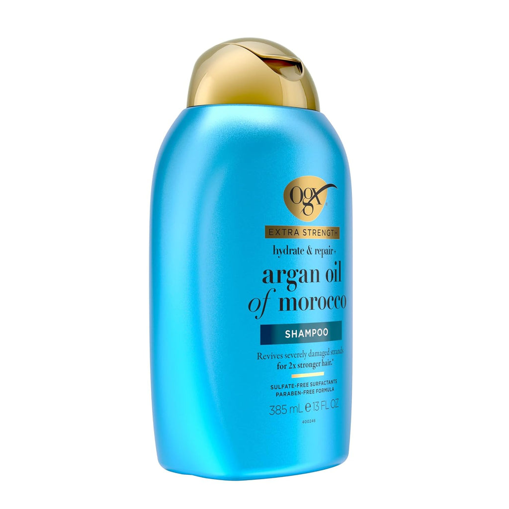 OGX Extra Strength Hydrate & Repair + Argan Oil of Morocco Shampoo for Dry, Damaged Hair, Cold-Pressed Argan Oil to Moisturize & Smooth, Paraben-Free