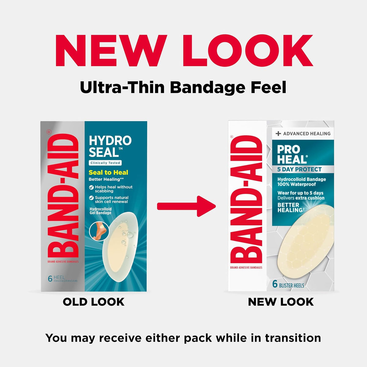 BAND-AID Brand Pro Heal 5 Day Protect Hydrocolloid Blister Bandages, 6 Ct