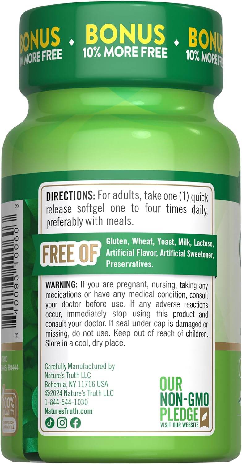 Nature's Truth Enhanced Absorption CoQ-10, 100 mg, plus Black Pepper Extract, Softgels, 50 ea - OTC Shoppe Express