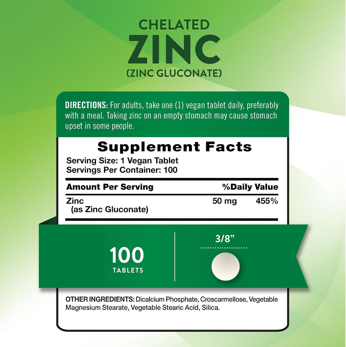 Nature's Truth Chelated Zinc | 50mg | 100 Tablets