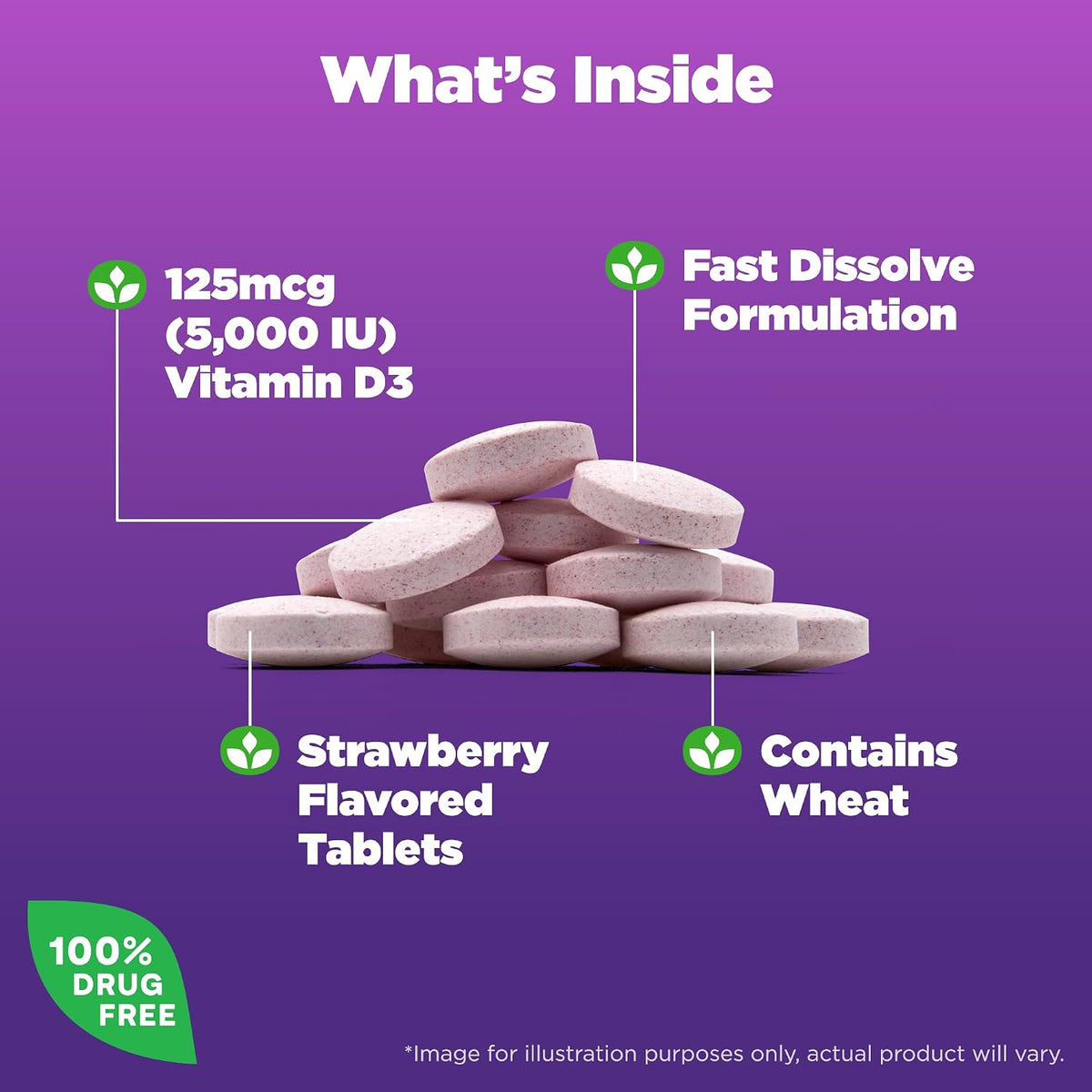 Natrol Vitamin D3 5,000 IU Fast Dissolve, Bone & Joint Health, 90 Tablets