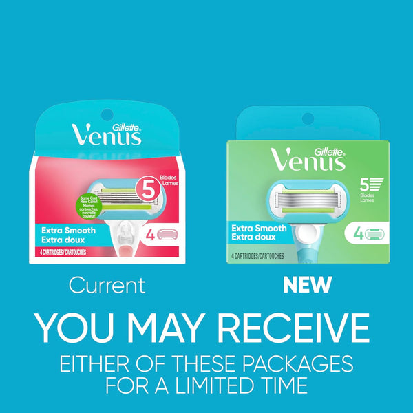 Gillette Venus Extra Smooth Womens Razor Blade Refills, 4 Count, Designed for a Close, Smooth Shave
