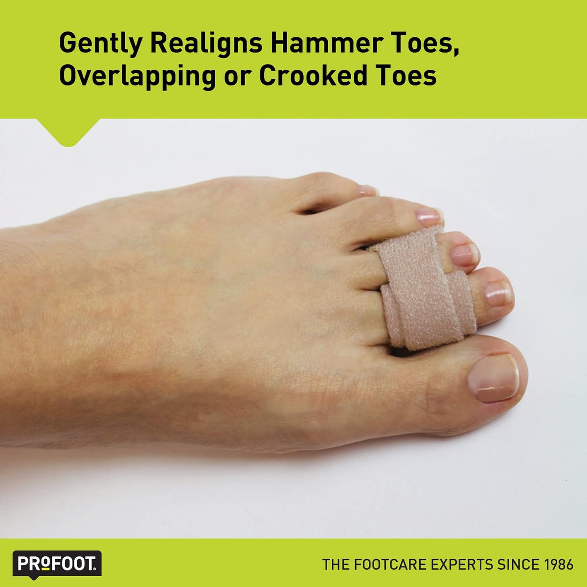 PROFOOT Toe Straight Hammertoe Wrap, Toe Straightener to Realign Overlapping or Crooked Toes, Hammer Toe Corrector for Women & Men, Non-Bulky, One