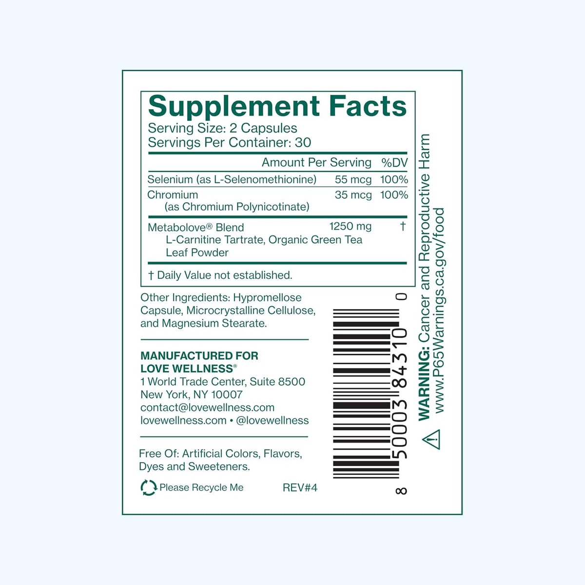 Love Wellness Metabolove, 60 ea