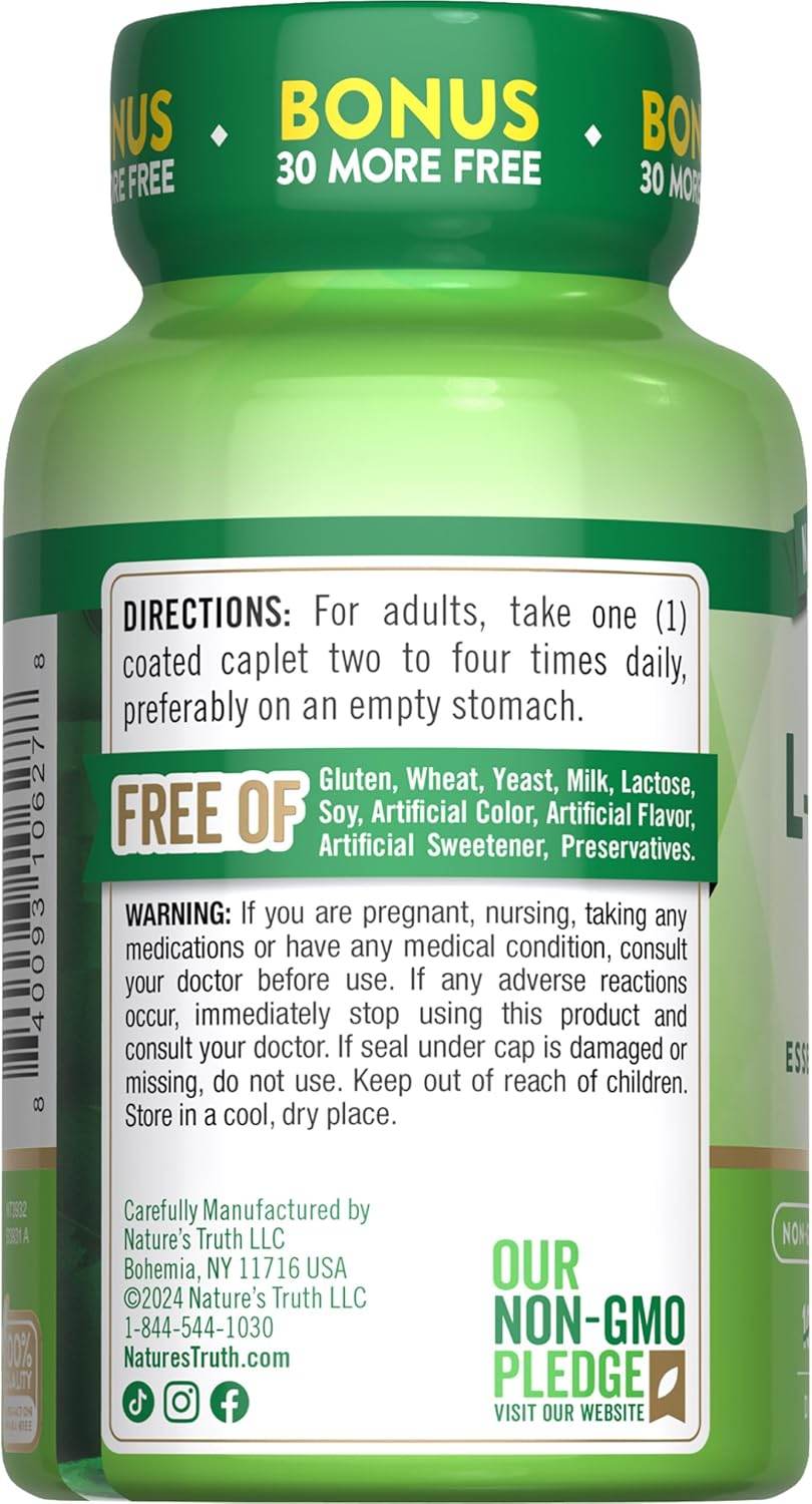 Nature's Truth Vitamins L-Lysine, 500 mg, Coated Caplets, 130 ea - OTC Shoppe Express