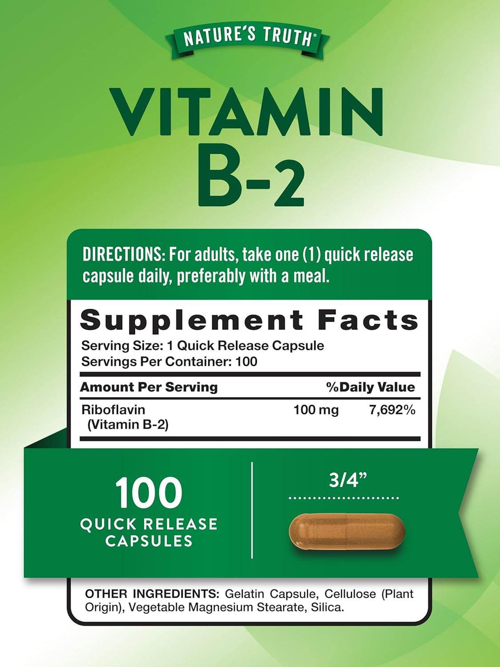 Nature's Truth Vitamin B-2, 100 mg, Tablets, 100 ea - OTC Shoppe Express