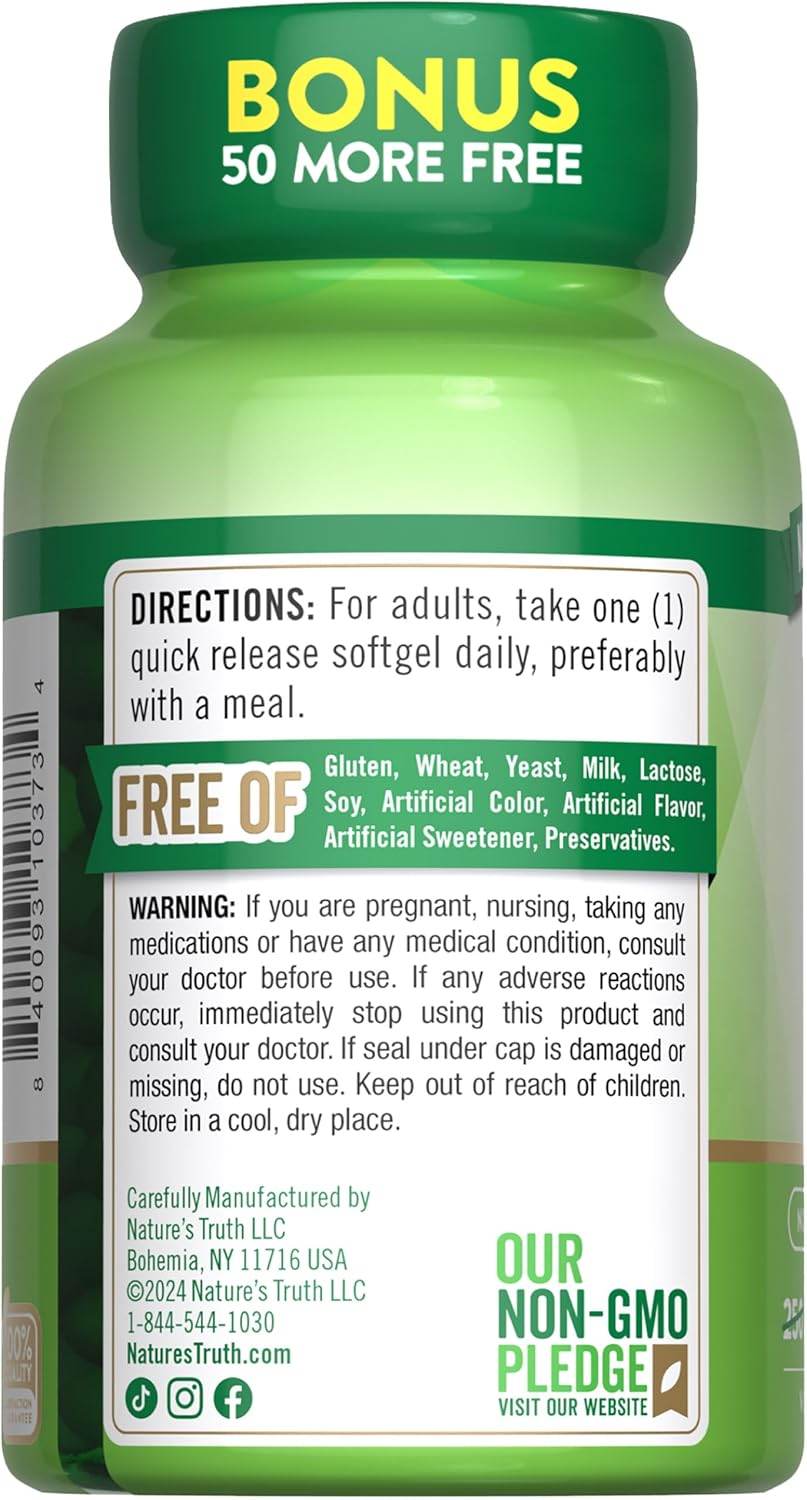 Nature's Truth High Potency Vitamin D3, 2000 IU, Quick Release Softgels, 300 ea - OTC Shoppe Express