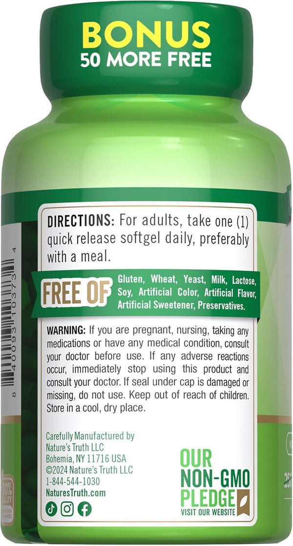 Nature's Truth High Potency Vitamin D3, 2000 IU, Quick Release Softgels, 300 ea - OTC Shoppe Express