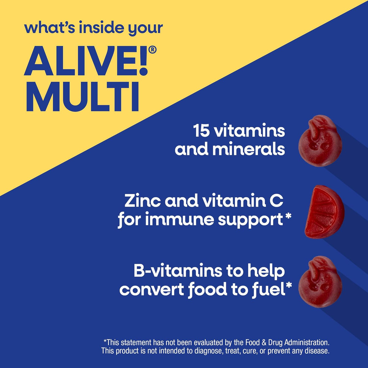 Nature's Way Alive! Men’s 50 Plus Multivitamin Gummy, Fruit-Flavored, 60 ct